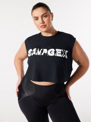 Savage X Fenty Flex On U Cropped Muscle Tee Čierne | HJPF81039