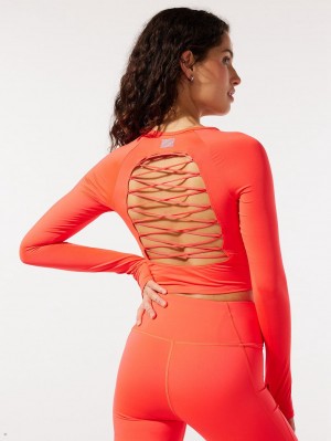 Savage X Fenty Lace Up Open-Back Long-Sleeve Červené | AGLV58279