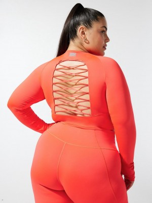 Savage X Fenty Lace Up Open-Back Long-Sleeve Červené | PHZM85720