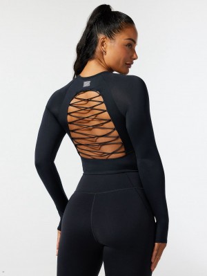 Savage X Fenty Lace Up Open-Back Long-Sleeve Čierne | PUDA98413