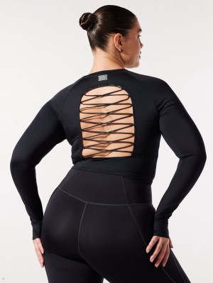 Savage X Fenty Lace Up Open-Back Long-Sleeve Čierne | CMGE07569