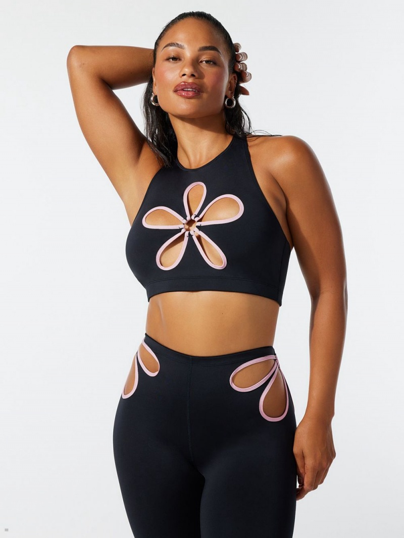 Savage X Fenty Flower Pop Cutout Tank Čierne | ZGVB73402