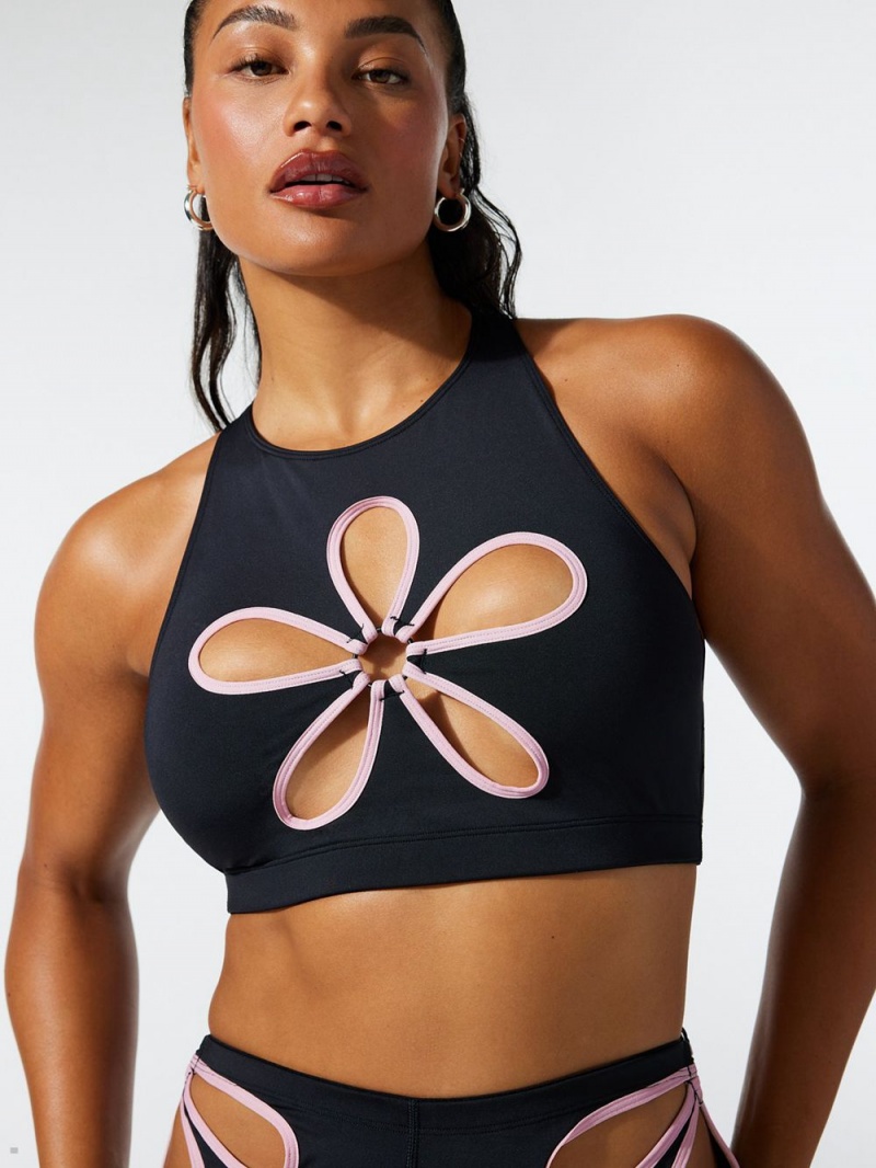 Savage X Fenty Flower Pop Cutout Tank Čierne | ZGVB73402