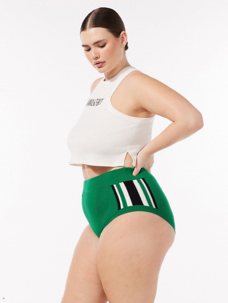 Savage X Fenty Lit Leisure Knit Booty Zelene | IYFZ48915