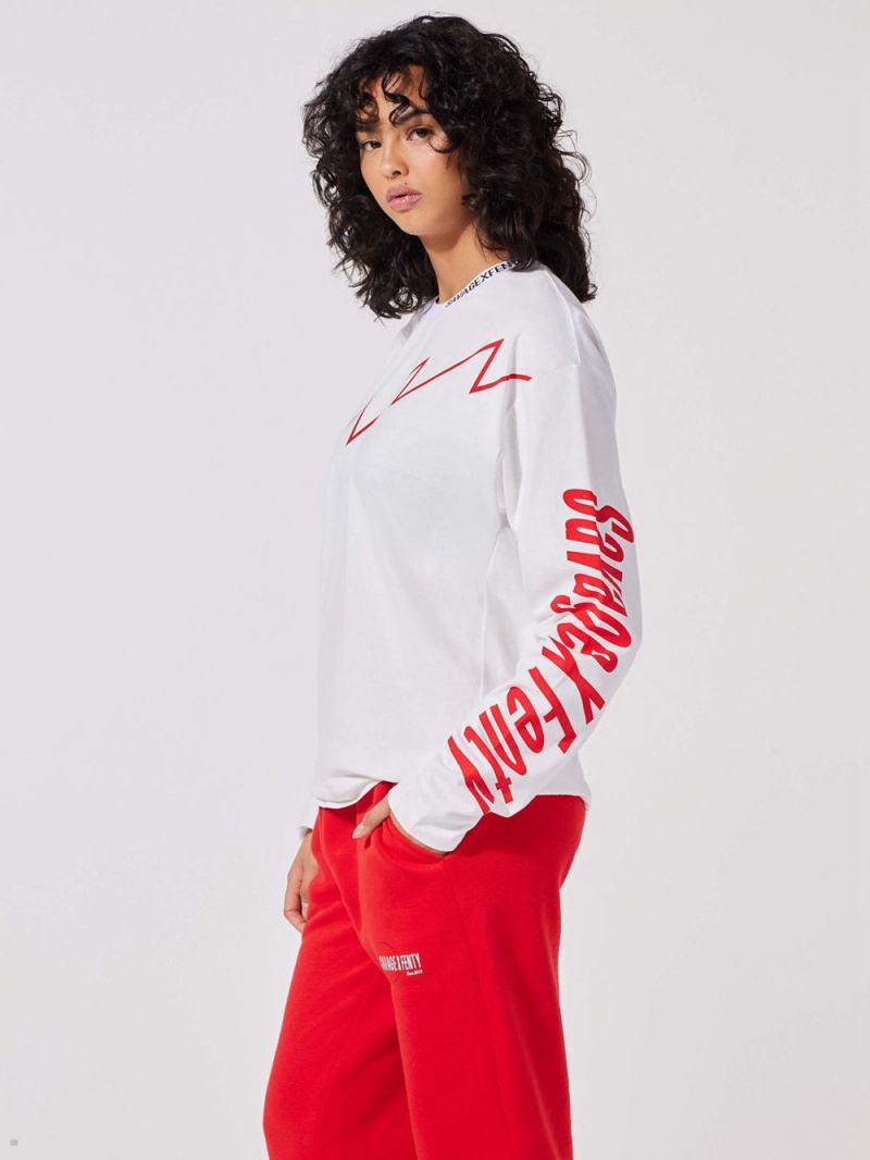 Savage X Fenty Sexties Grafika Long-Sleeve Biele | UWPB09546