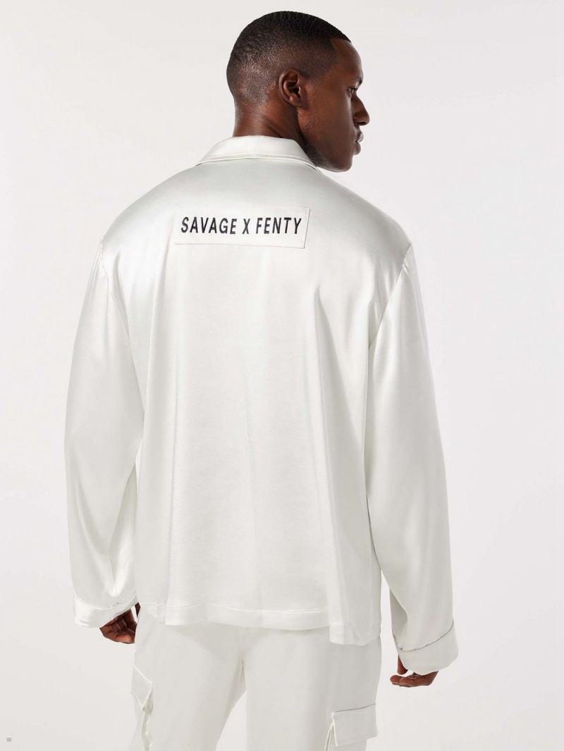 Savage X Fenty Sexties Satin Sleep Biele | LFBA97036